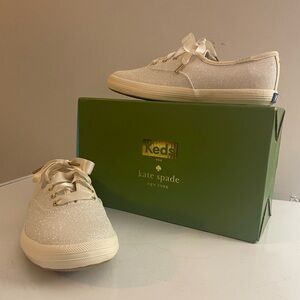 NWT Girls Keds x Kate Spade silver glitter shoes size 3